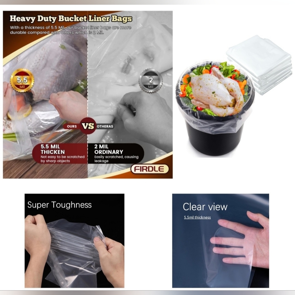 🍎New 5 Extra Large Turkey Brining Bags 5.5 Mil 5 Gallon Food Grade 20" W X 31"